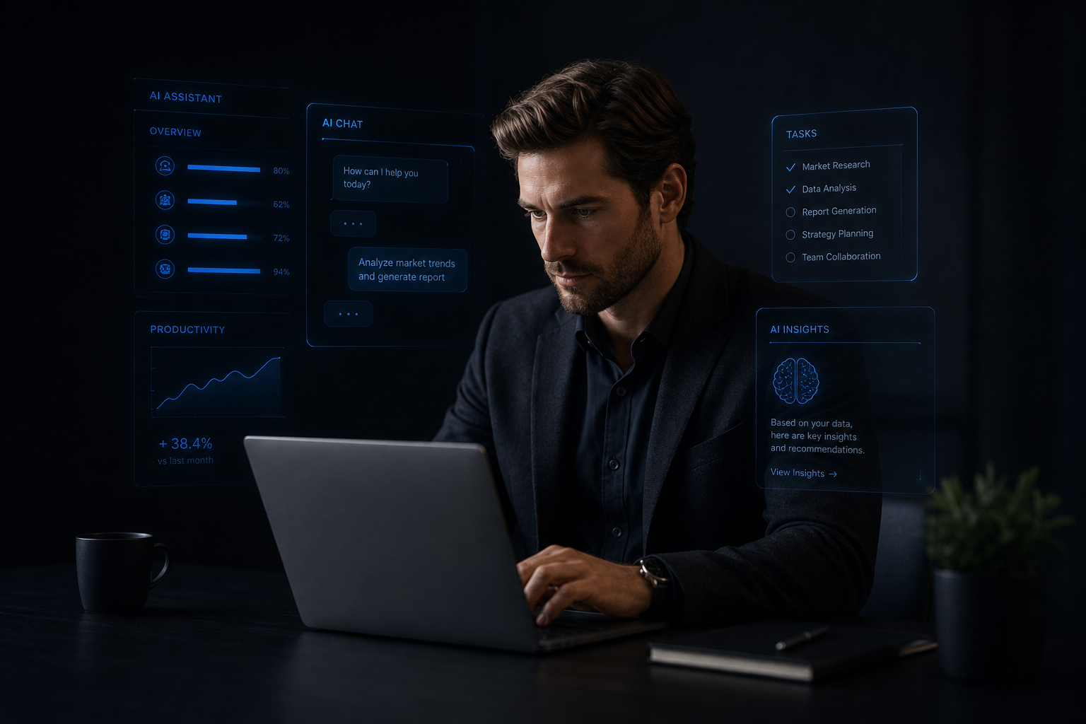 Professional using AI to boost productivity